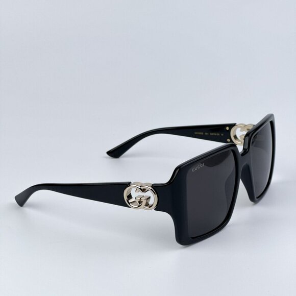 Gucci GG1692S 001 BRAND NEW Sunglasses Black Grey Square Women - Picture 6 of 10